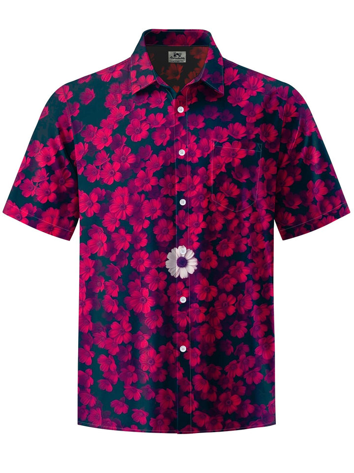 Alohadaddy® Casual Floral Art Print Chest Pocket Men&