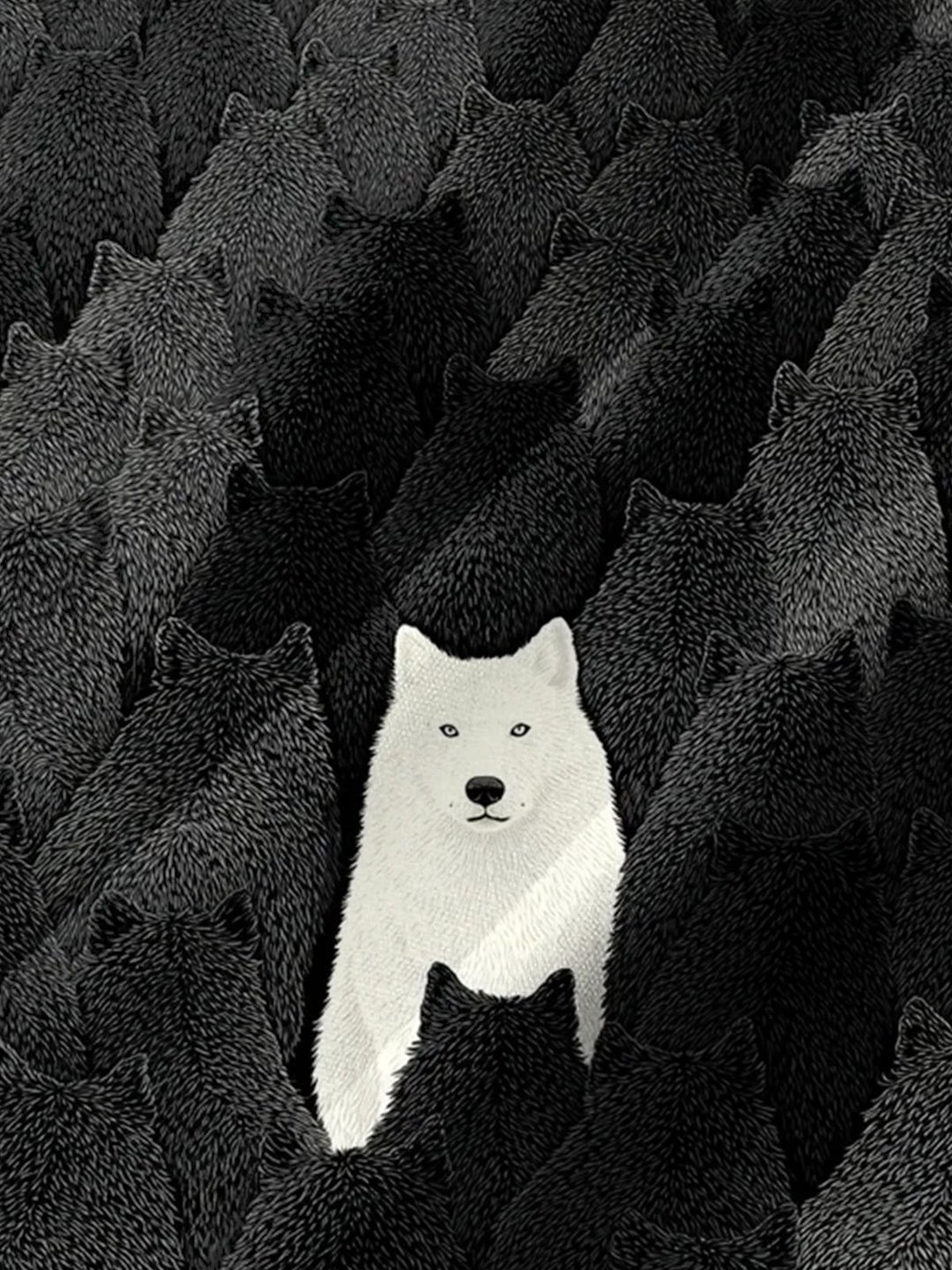 Alohadaddy® Vintage Casual Wolf Art Print Chest Pocket Men&