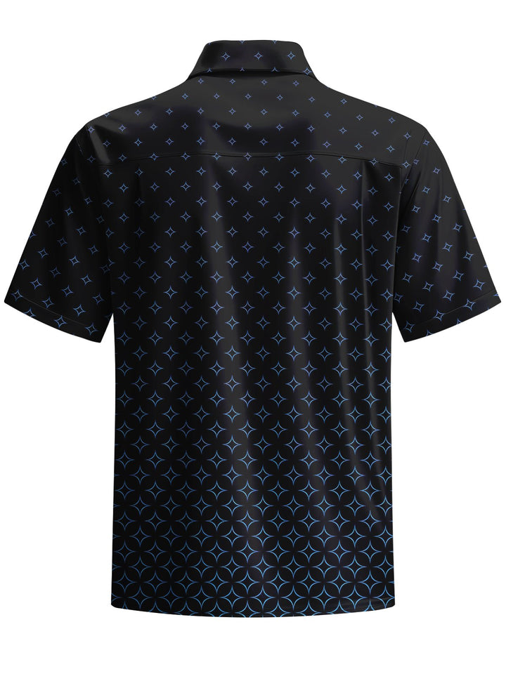 Alohadaddy® Casual Geometric Art Print Chest Pocket Men&
