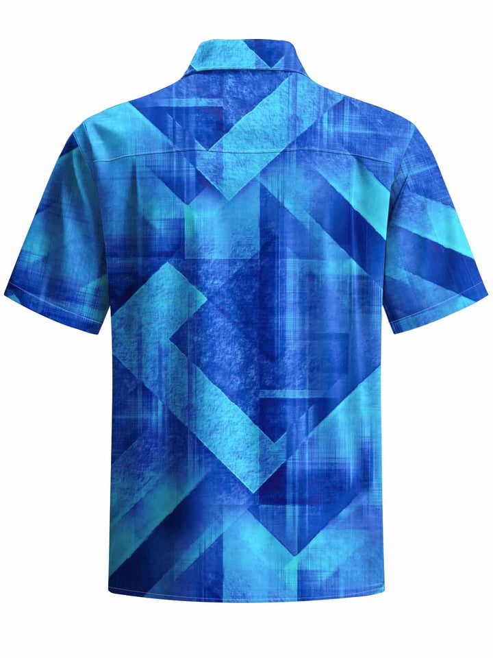 Alohadaddy® Casual Geometric Art Print Chest Pocket Men&