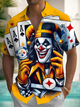 Alohadaddy® Vintage Joker Poker Art Print Chest Pocket Stretch Men's Short Sleeve Shirt Big & Tall