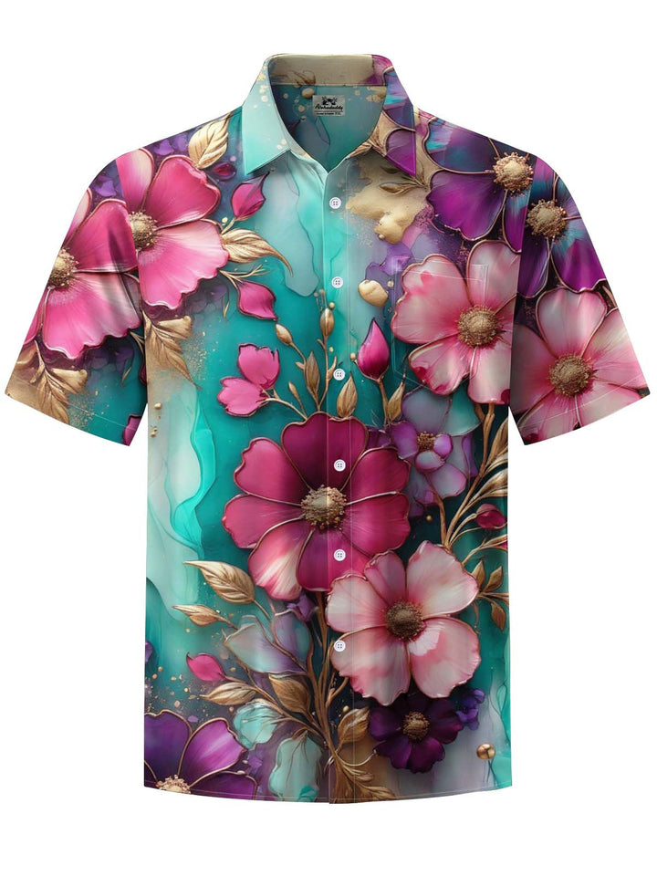 Alohadaddy® Vintage Floral Art Print Pocket Stretch Men&