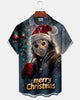Alohadaddy® Christmas Horror Cartoon Print Pocket Elastic Button Men's Short Sleeve Shirt Big & Tall