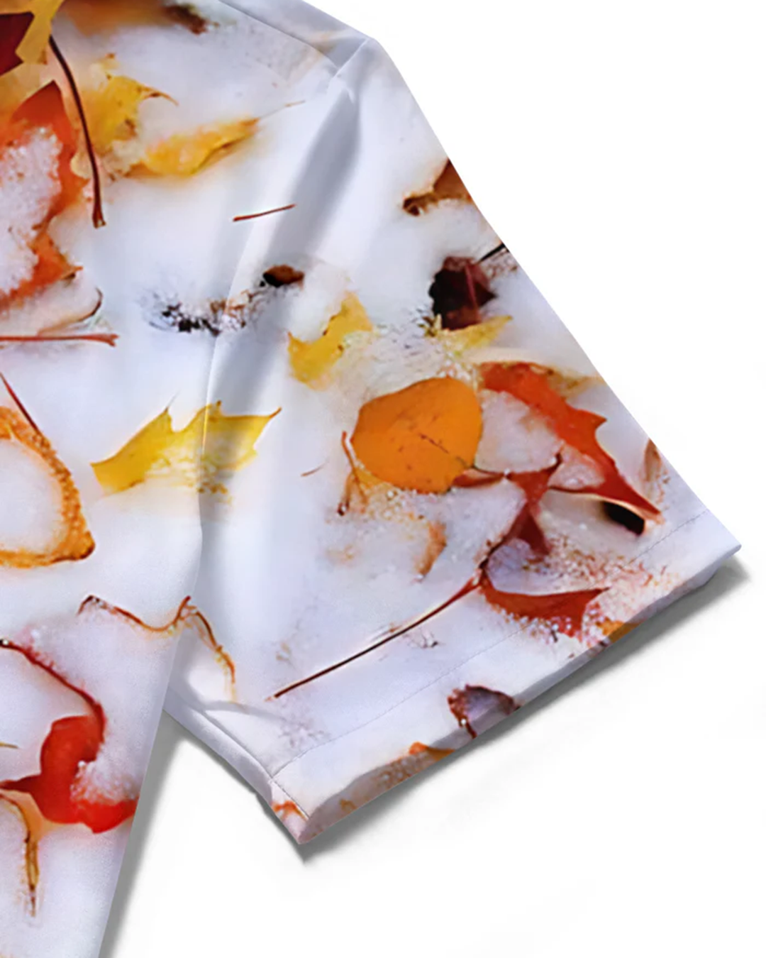 Alohadaddy® Casual Snowfall Maple Leaf Print Stretch Button Men&