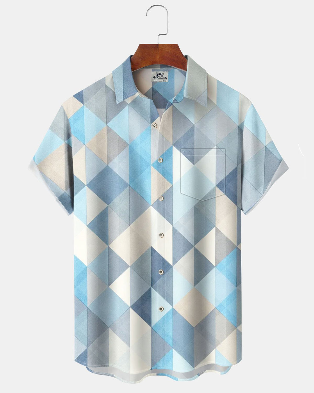 Alohadaddy® Retro Geometric Brick Print Art Stretch Button Pocket Men&