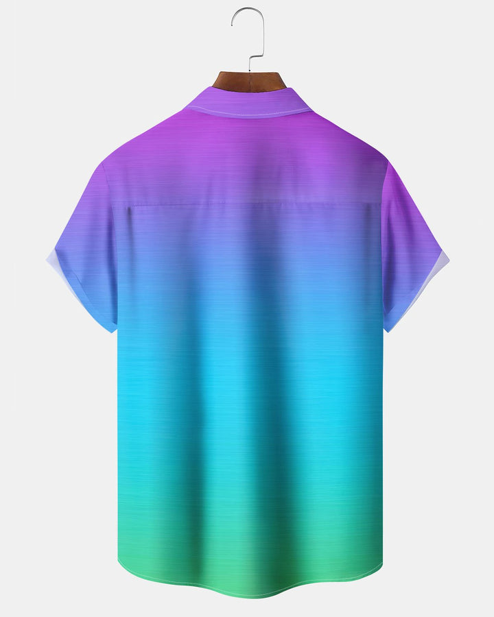 Alohadaddy® Casual Gradient Print Art Pocket Button Stretch Men&