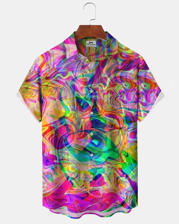 Alohadaddy® Casual Abstract Print Art Pocket Button Men&