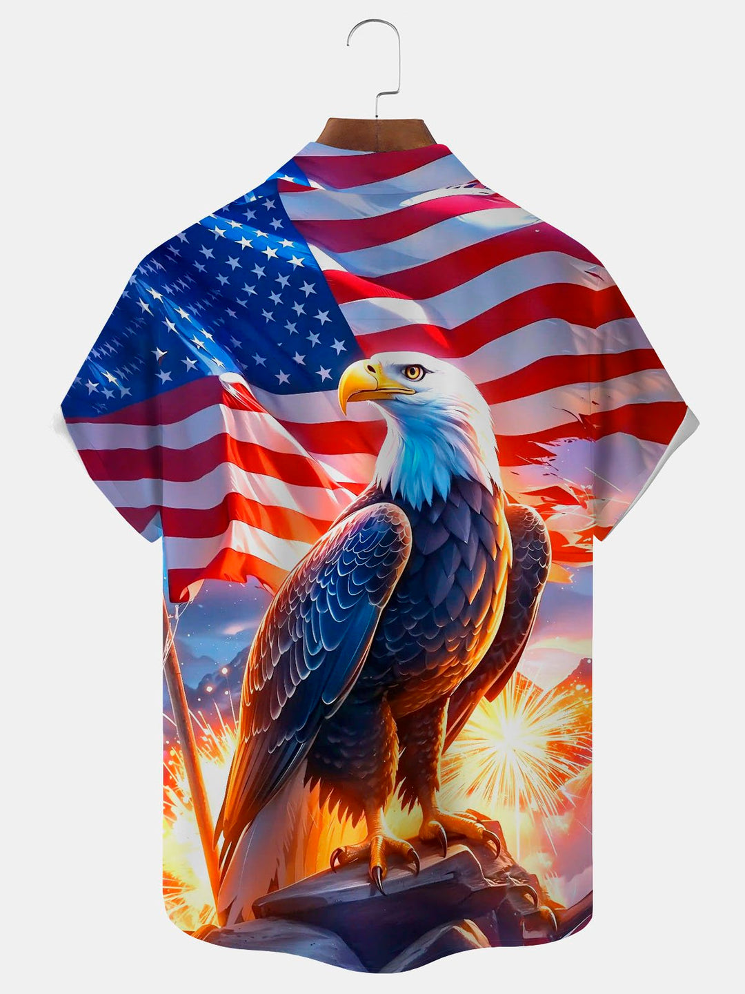 Alohadaddy®  Retro Flag Bald Eagle Print Men&