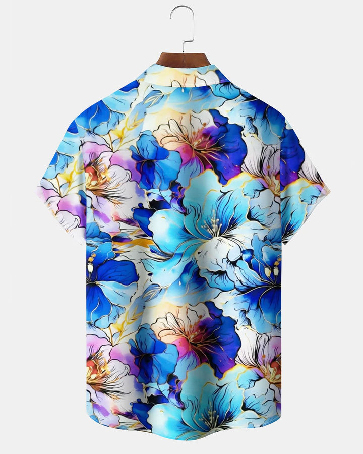 Alohadaddy® Casual Floral Art Print Cardigan with Buttons and Pockets  Men&