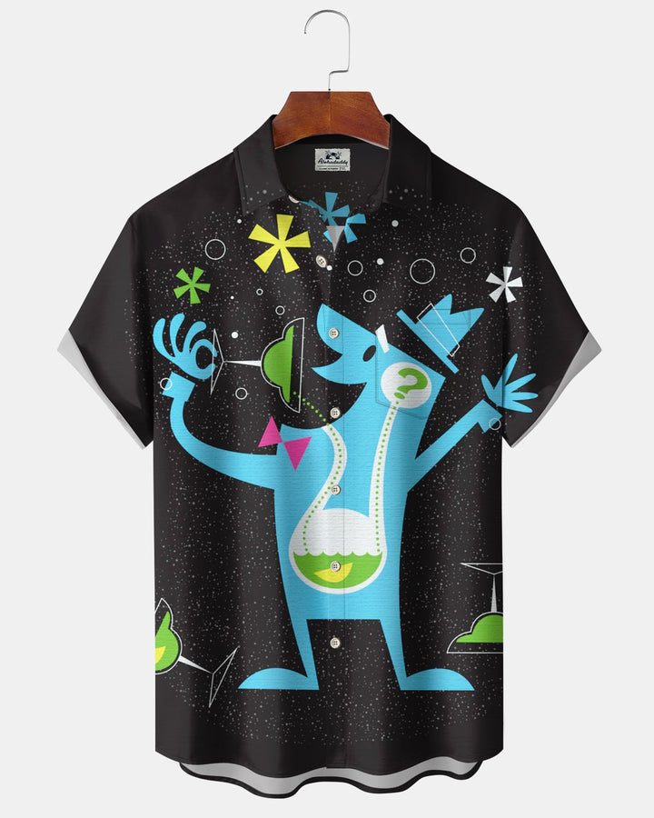 Alohadaddy® Casual Atomic Print Art Button Pocket Cardigan Men&