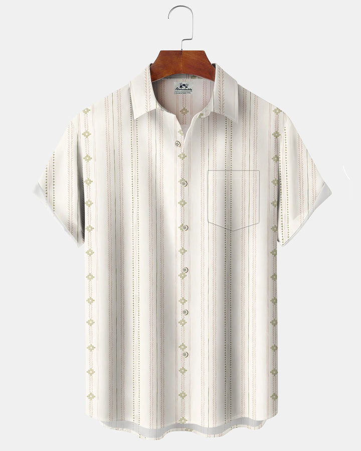 Alohadaddy® Casual Striped Art Print Cardigan with Button Pockets  Men&
