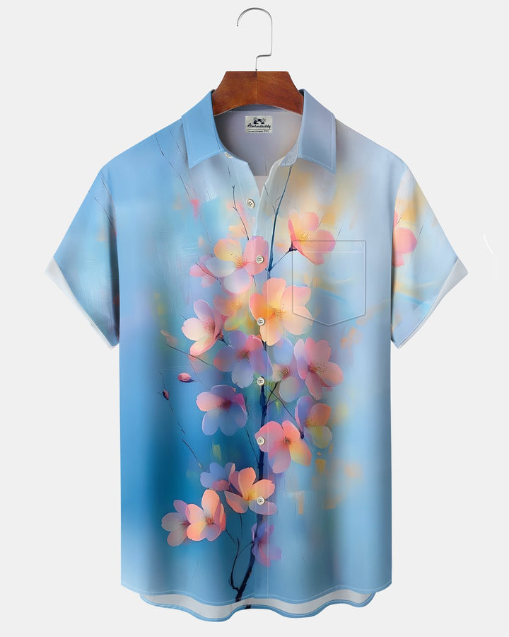 Alohadaddy® Hawaiian Floral Print Art Button Pocket Cardigan Men&