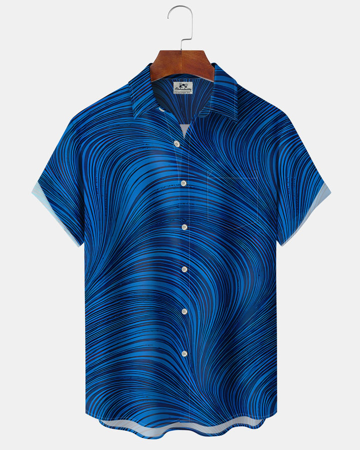 Alohadaddy® Casual Striped Art Print Cardigan with Button Pockets for Men&
