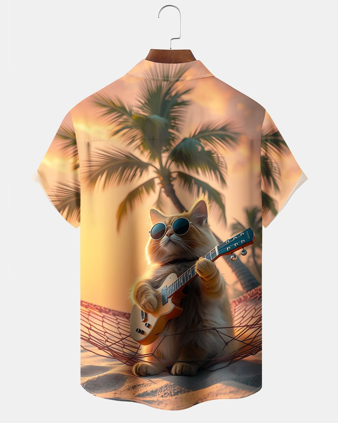 Alohadaddy® Hawaiian Cat Print Art Button Pocket Cardigan Men&