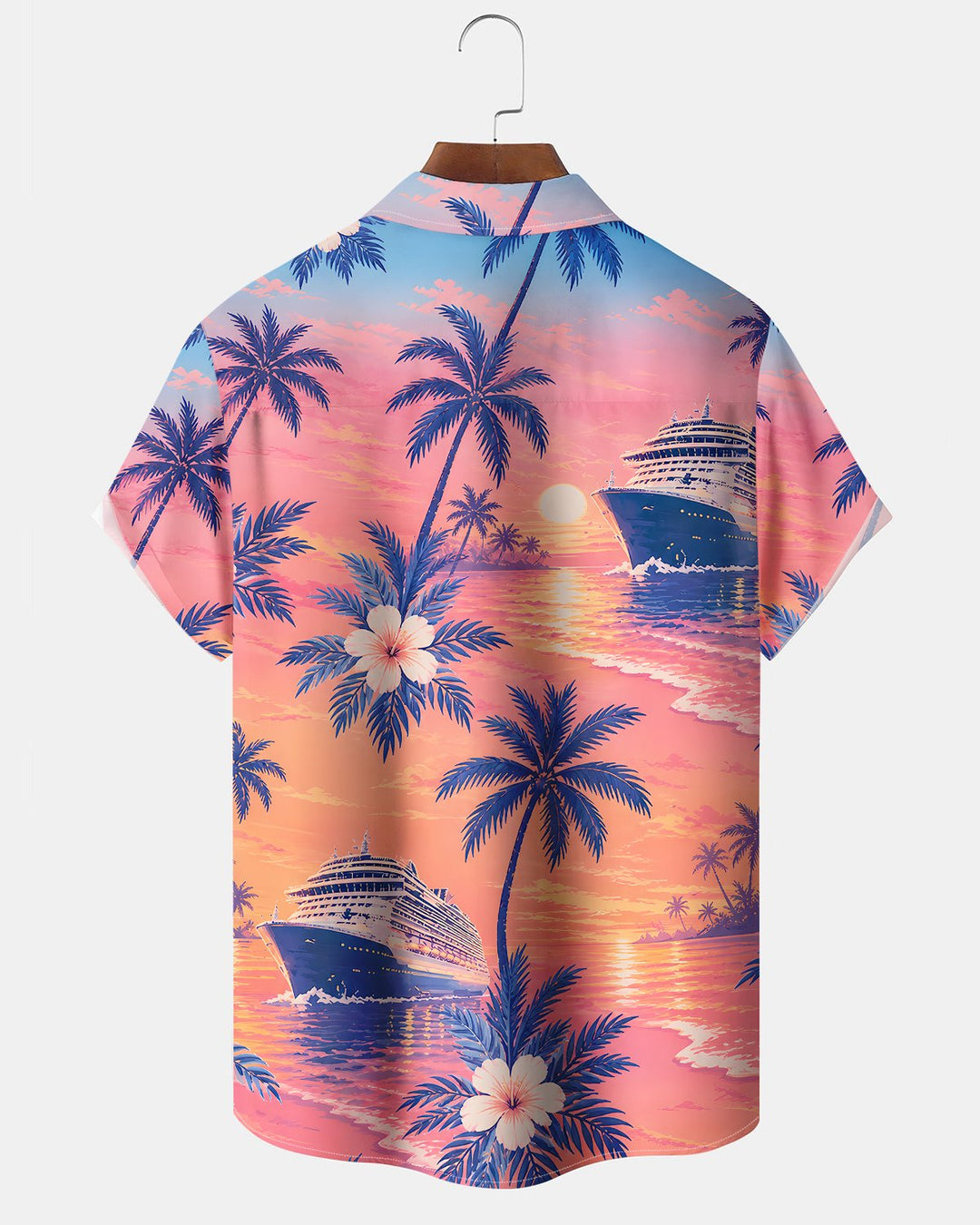 Alohadaddy® Hawaiian Palm Tree Print Art Button Pocket Cardigan Men&