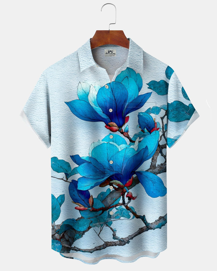 Alohadaddy® Hawaiian Floral Print Art Button Pocket Cardigan Men&
