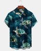 Alohadaddy® Hawaiian Sea Turtle Print Art Button-Down Pocket Cardigan Men's Short-Sleeve Shirt