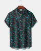 Alohadaddy® Men's Short-Sleeve Button-Down Cardigan Shirt with Vintage Music-Themed Graphic Print and Pocket