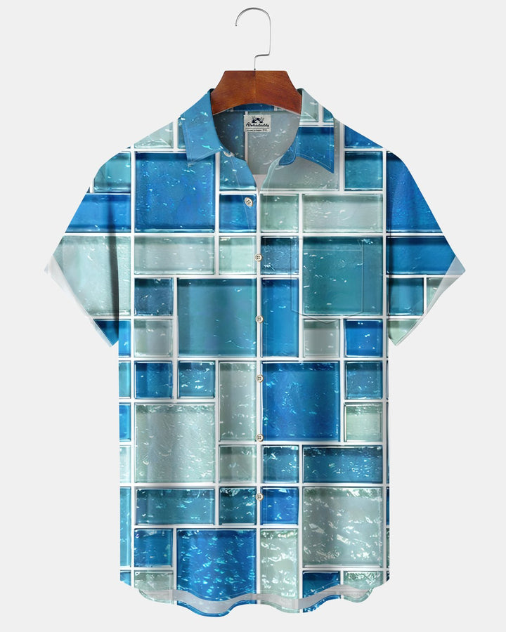 Alohadaddy® Casual Geometric Print Art Button Pocket Cardigan Men&