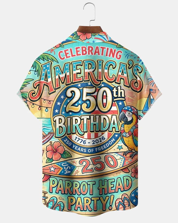 Alohadaddy® Holiday Independence Day Print Art Button Pocket Cardigan Men&