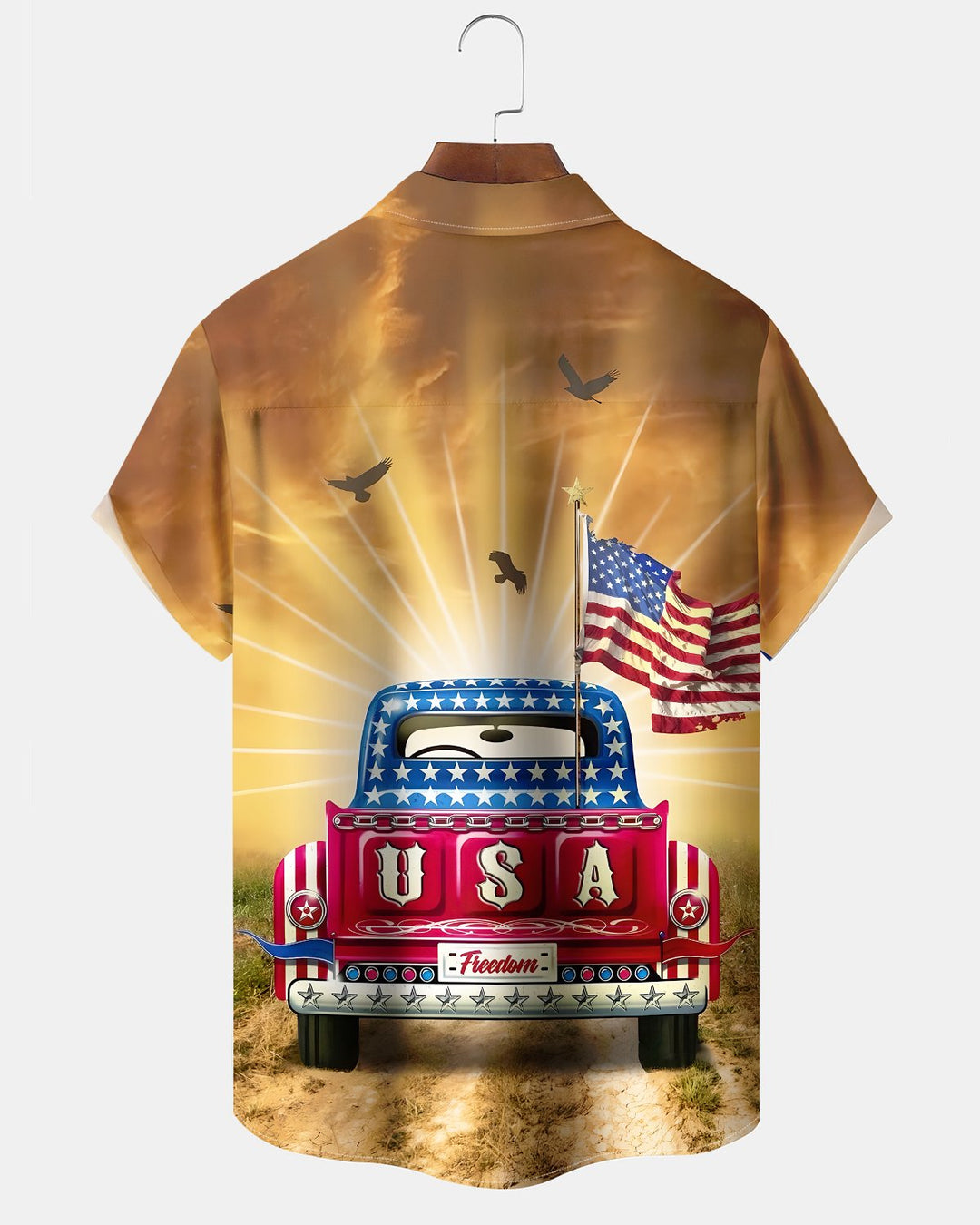 Alohadaddy® Holiday Independence Day Print Art Button Pocket Cardigan Men&