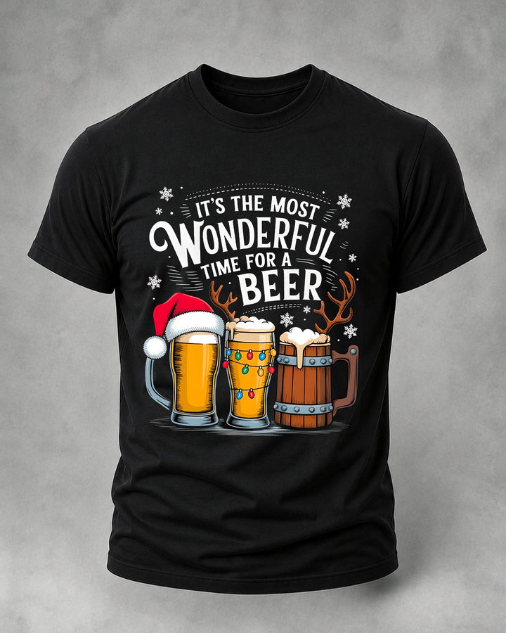 Alohadaddy® Holiday Christmas Print Crew Neck Short-Sleeve T-Shirt