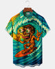 Alohadaddy® Men's Short-Sleeve Button-Down Shirt with Pocket  Hawaiian Surf-Themed Graphic Print