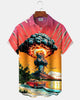 Alohadaddy® Men's Short-Sleeve Button-Down Shirt with Mushroom Cloud Print and Chest Pocket