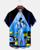 Alohadaddy® Men's Short-Sleeve Button-Down Shirt with Pocket  Vintage Music-Themed Graphic Print