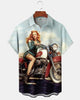 Alohadaddy® Men's Short-Sleeve Button-Down Shirt with Pocket  Vintage Biker Girl Graphic Print