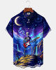 Alohadaddy® Men's Short-Sleeve Button-Down Shirt with Pocket  Vintage Halloween Graphic Print