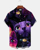 Alohadaddy® Men's Short-Sleeve Button-Down Shirt Vintage Cat Print with Pocket