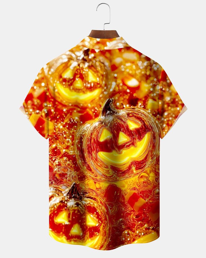 Alohadaddy® Holiday Halloween Graphic Print Button-Down Pocket Cardigan-Style Men&