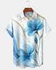 Alohadaddy® Men's Short-Sleeve Button-Down Shirt with Floral Art Print and Pocket