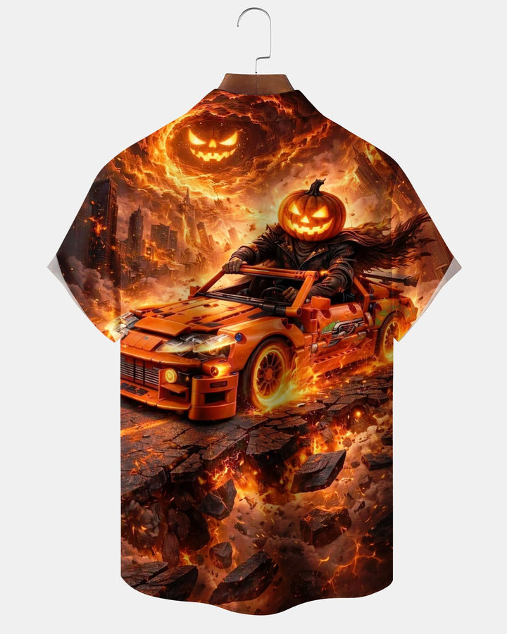 Alohadaddy® Holiday Halloween Graphic Print Button-Down Pocket Cardigan-Style Men&