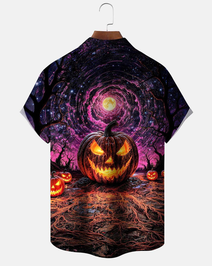 Alohadaddy® Holiday Halloween Graphic Print Button-Down Pocket Cardigan-Style Men&