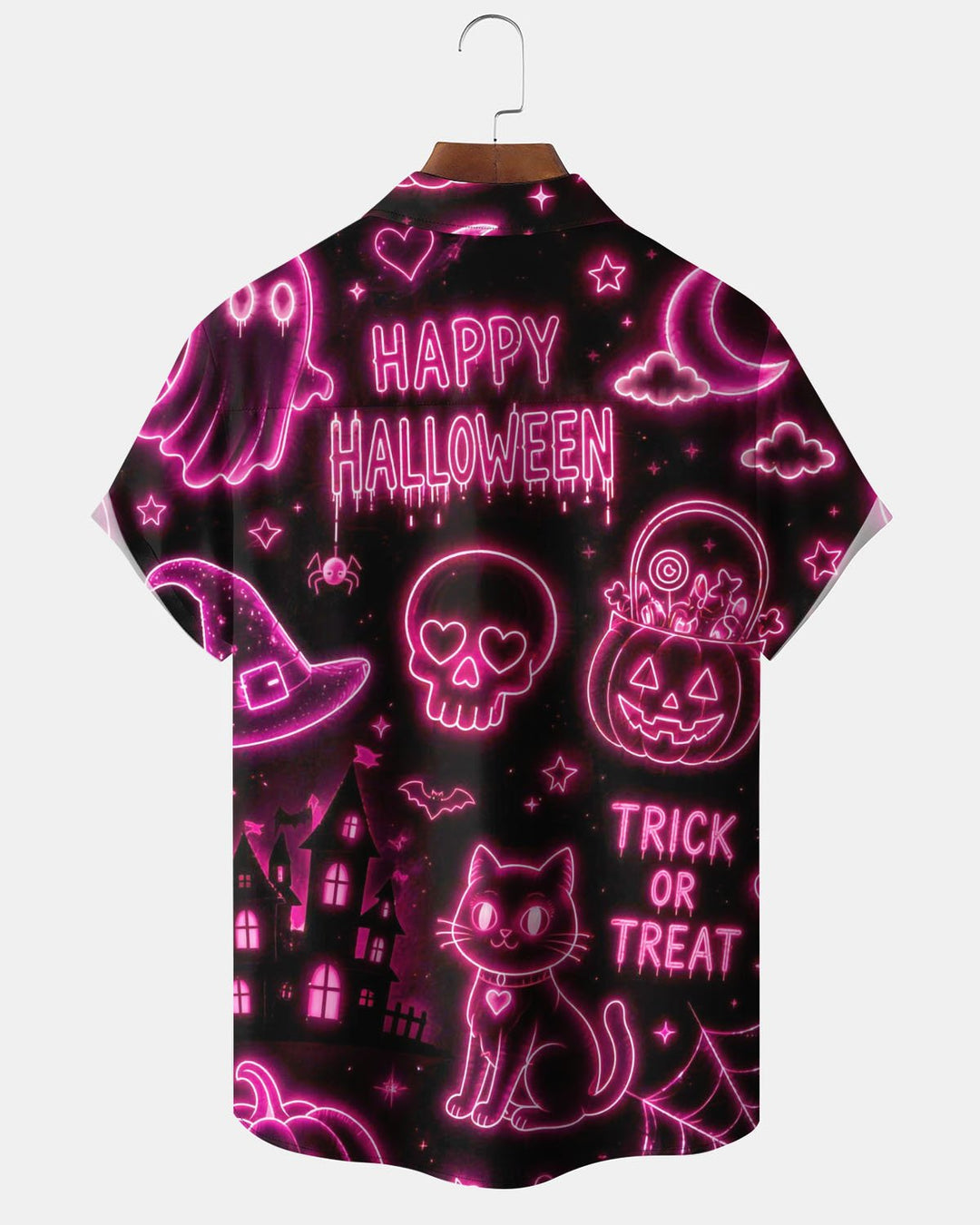 Alohadaddy® Holiday Halloween Print Button-Down Short-Sleeve Men&
