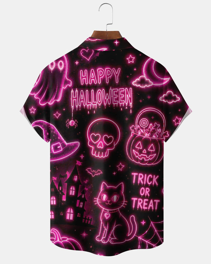 Alohadaddy® Holiday Halloween Print Button-Down Short-Sleeve Men&