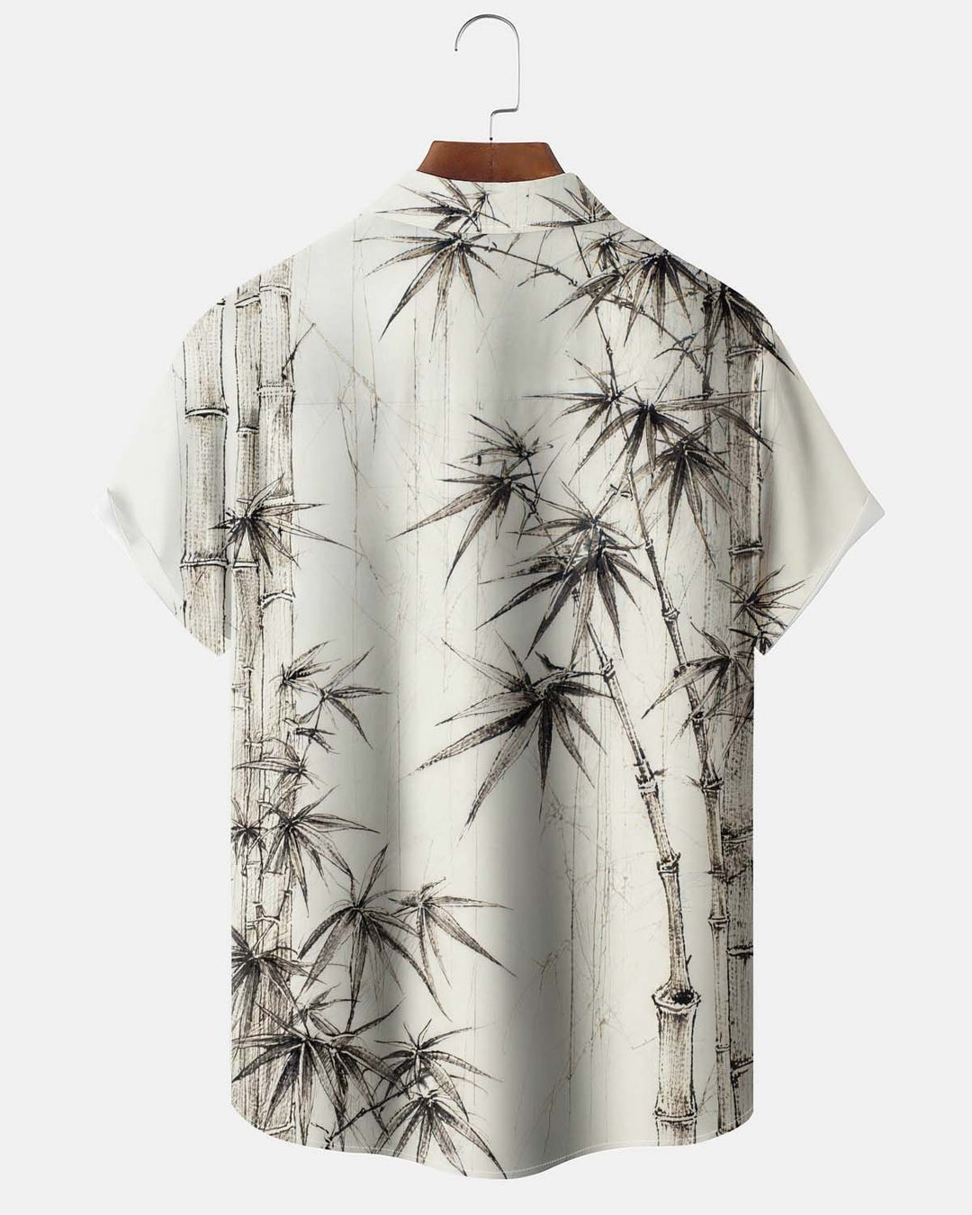 Alohadaddy® Men’s Short-Sleeve Button-Down Shirt with Bamboo Print  Featuring a Chest Pocket