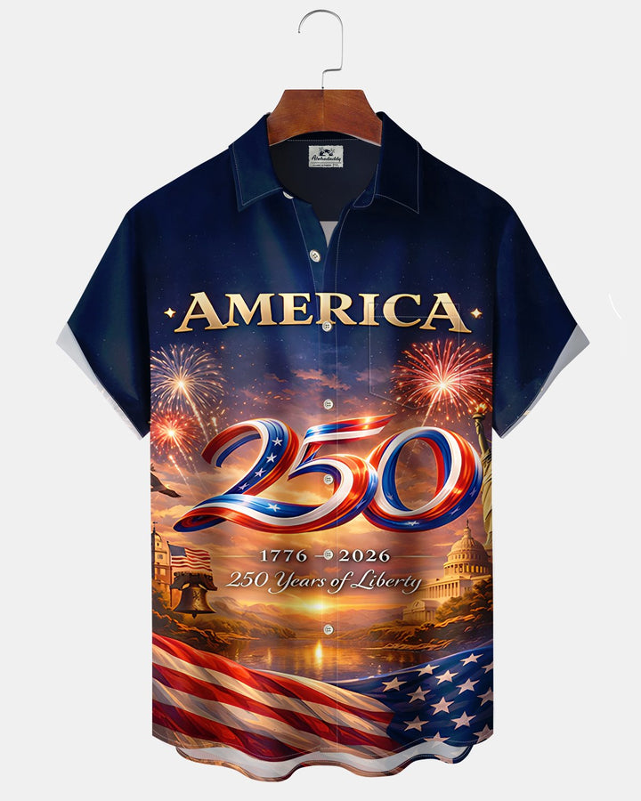Alohadaddy® Casual American 250th Anniversary Print Art Button Pocket Cardigan Men&