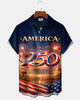 Alohadaddy® Casual American 250th Anniversary Print Art Button Pocket Cardigan Men's Short Sleeve Shirt