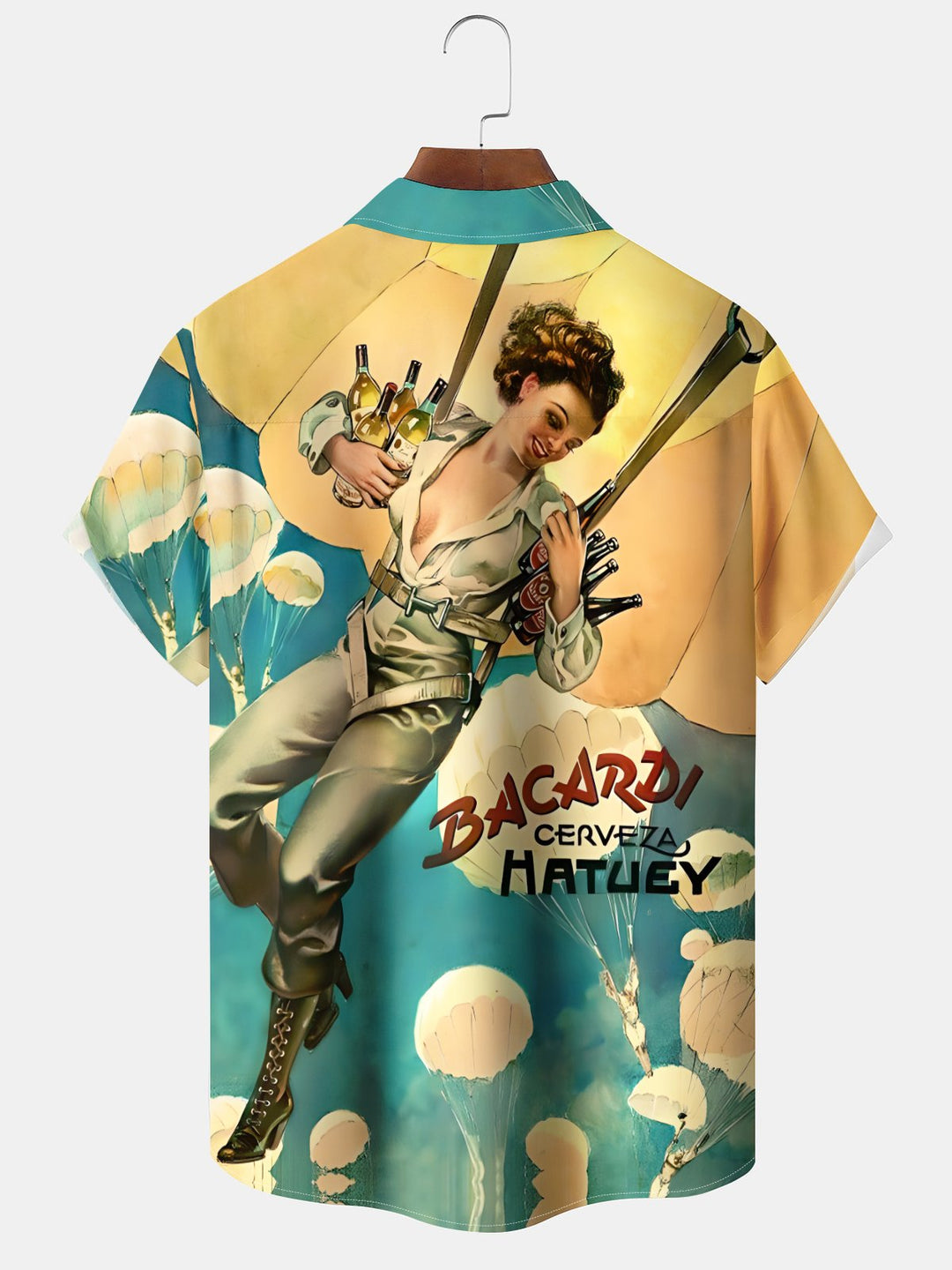 Alohadaddy Casual Collection Retro Character Poster Print Art Button Cardigan Pocket Stretch Large Size Long Short Sleeve Shirt