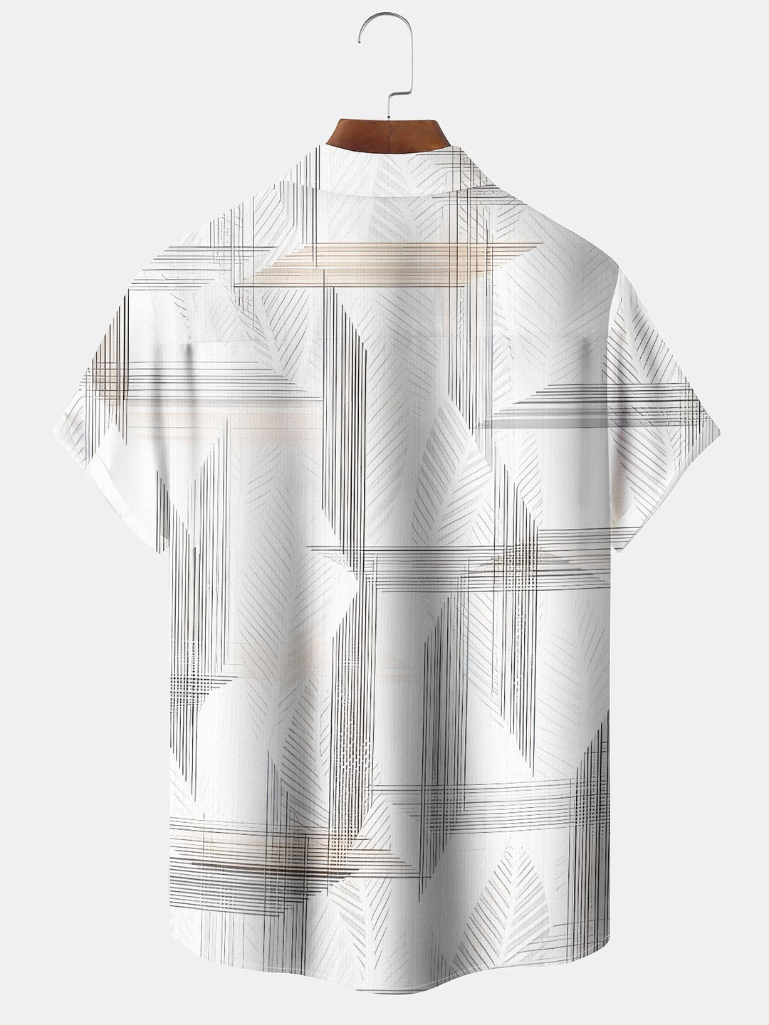 Alohadaddy Casual Collection Hawaiian Vacation Stripes Leaves Print Art Buttons Cardigan Pockets Fresh Stretch Polyester Short Sleeve Shirt