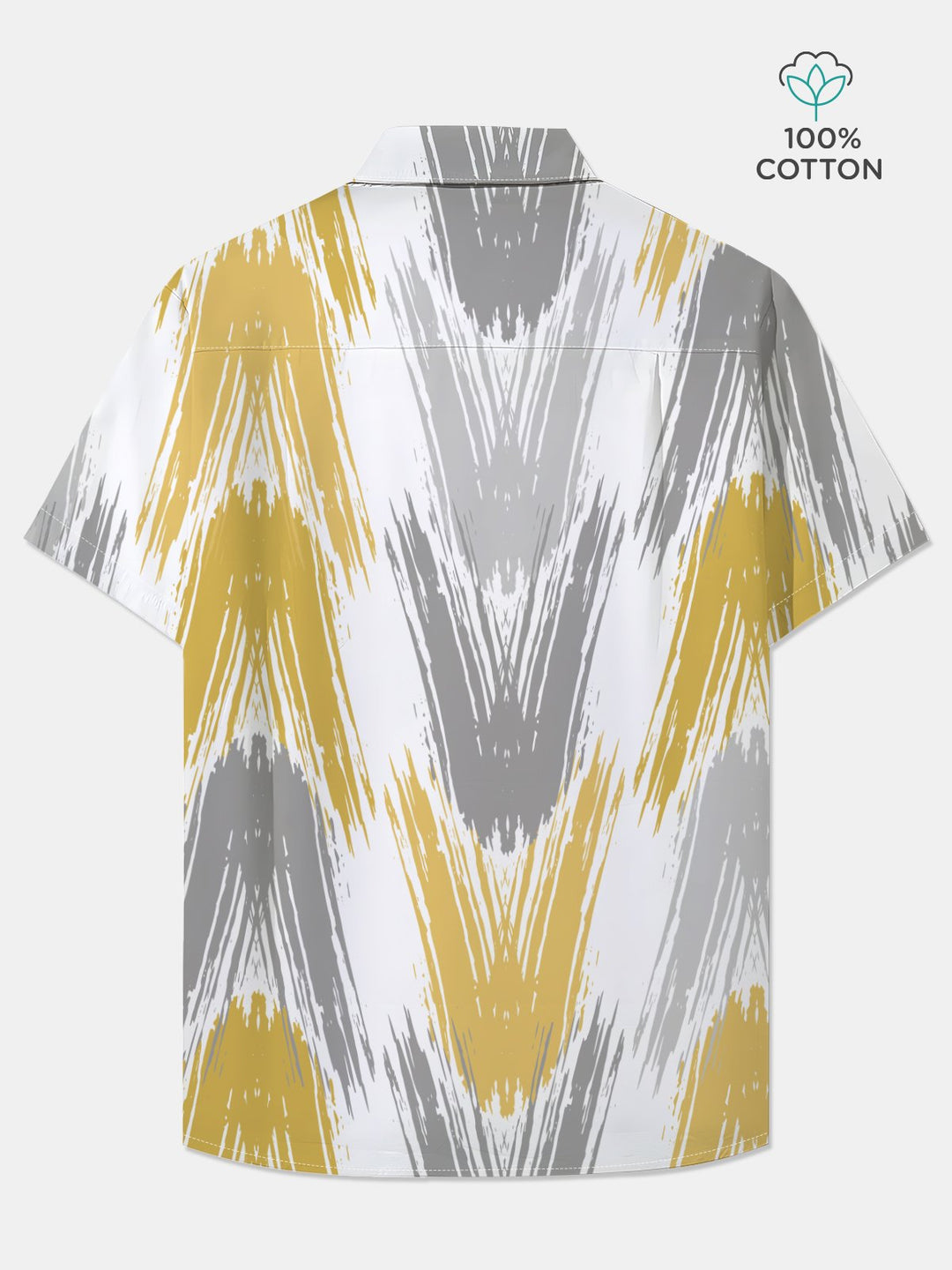 Alohadaddy® Cotton Geometric Art Print Chest Pocket Cardigan Oversized Long Hawaiian Short Sleeve Shirt