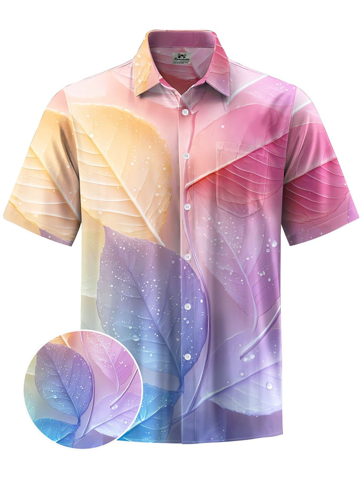 Alohadaddy® Hawaiian Leaf Print Chest Pocket Men&