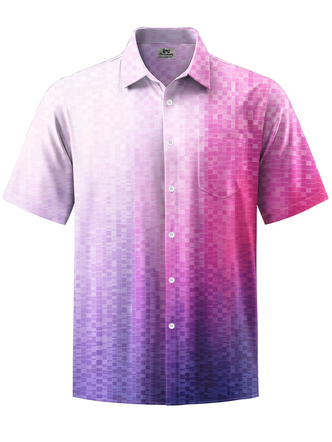 Alohadaddy® Casual Gradient Geometric Art Print Chest Pocket Men&