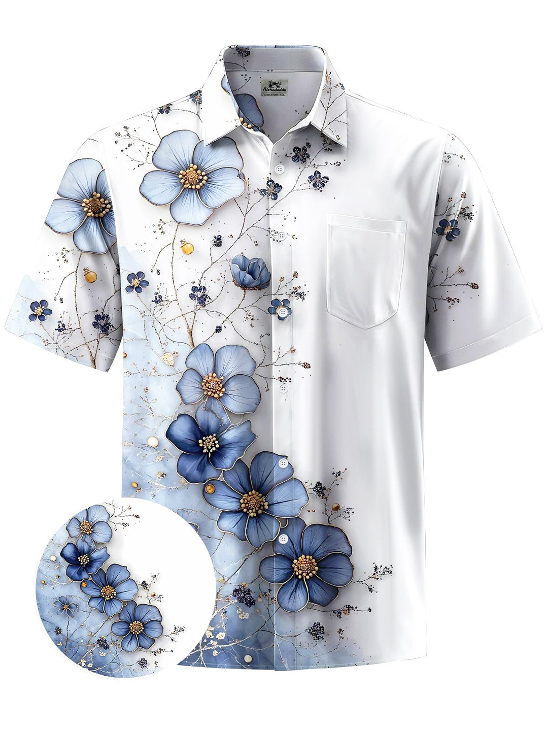 Alohadaddy® Casual Floral Art Print Mens Moisture Wicking Short Sleeve Shirt Big &amp; Tall