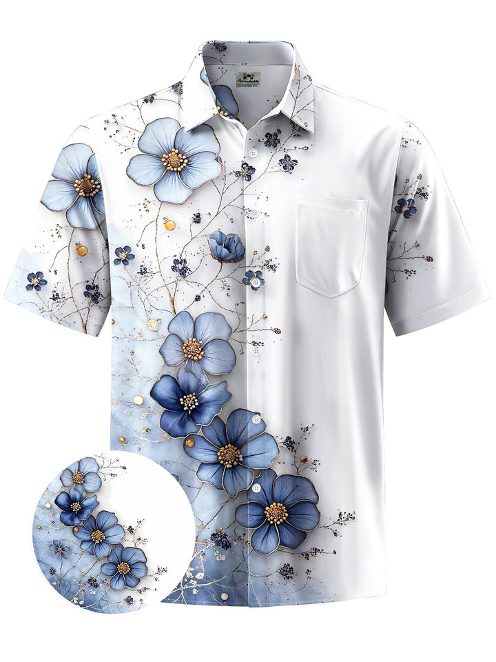 Alohadaddy® Casual Floral Art Print Mens Moisture Wicking Short Sleeve Shirt Big &amp; Tall