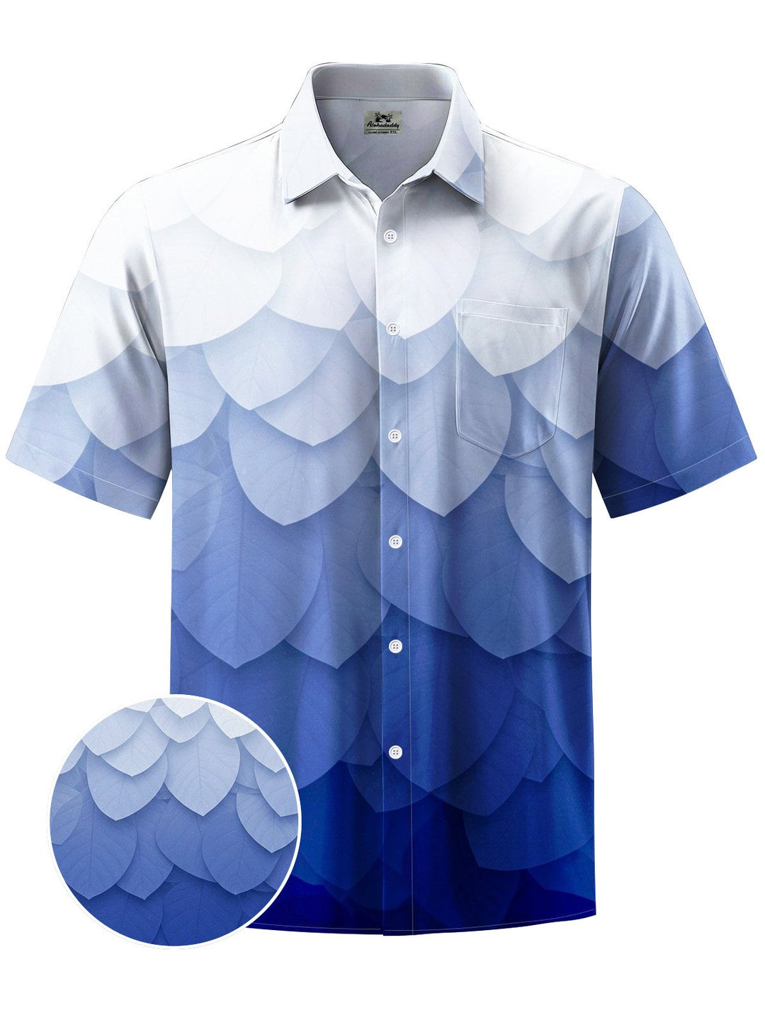 Alohadaddy® Casual Gradient Leaves Art Print Chest Pocket Men&
