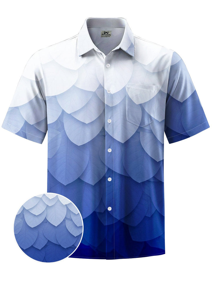Alohadaddy® Casual Gradient Leaves Art Print Chest Pocket Men&